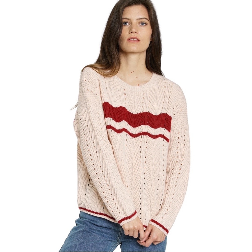 dRA Pink & Red Watson Pointelle Sweater